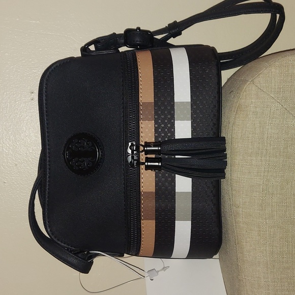 Le Bag Los Angeles Dome Crossbody Plaid Shoulder Vegan Bag Nwt - Picture 5 of 15